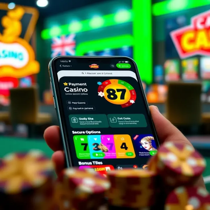 Payment Methods and Bonuses in Australian Online Casinos Mobile device displaying an online casino dashboard with secure payment options and bonus offers