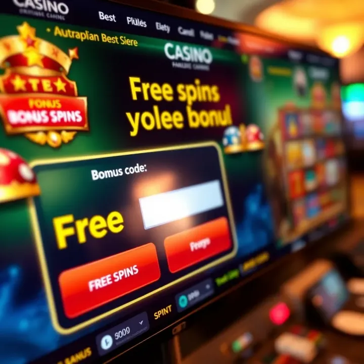 Close-up of digital casino interface highlighting bonus code entry and free spins rewards