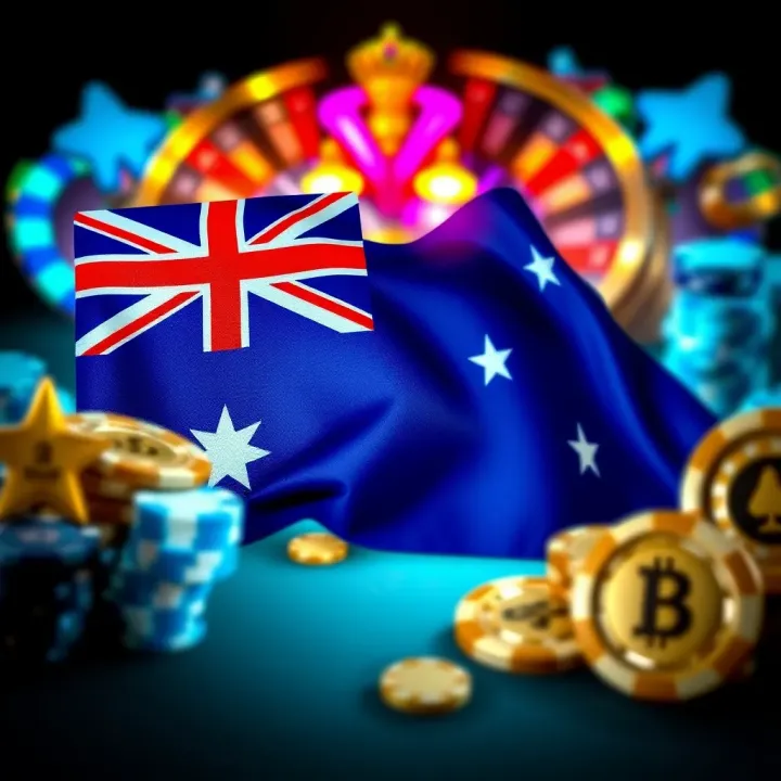Illustration of Australian flag integrated with casino elements highlighting local bonus opportunities