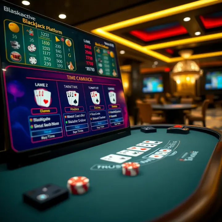 User interface showing blackjack game options and real-time betting choices