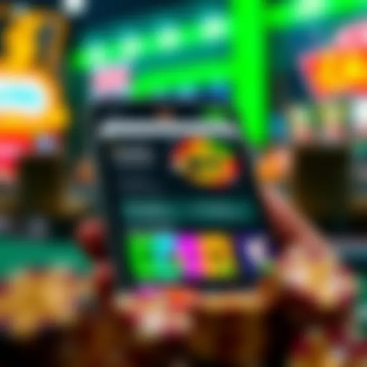 Mobile device displaying an online casino dashboard with secure payment options and bonus offers