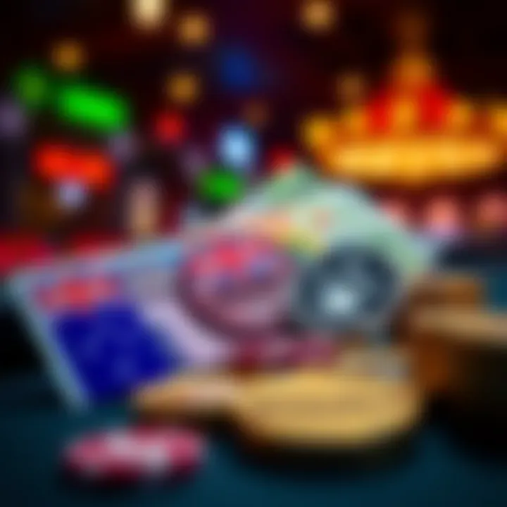 Graphic depicting Australian currency with bonus tokens symbolizing casino rewards