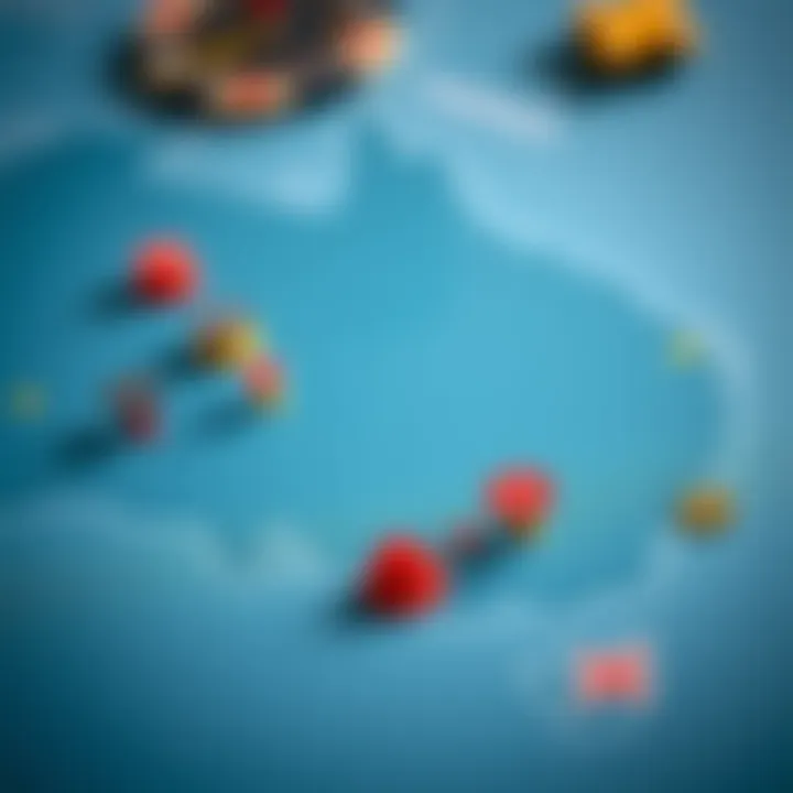 Australian map with casino icons highlighting legal and regulatory areas