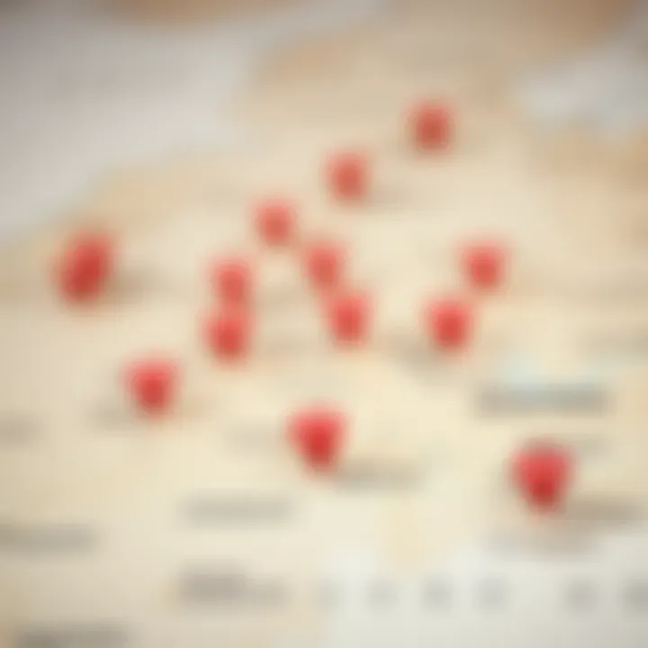 A detailed map highlighting key casino locations across Austria with markers and a subtle background