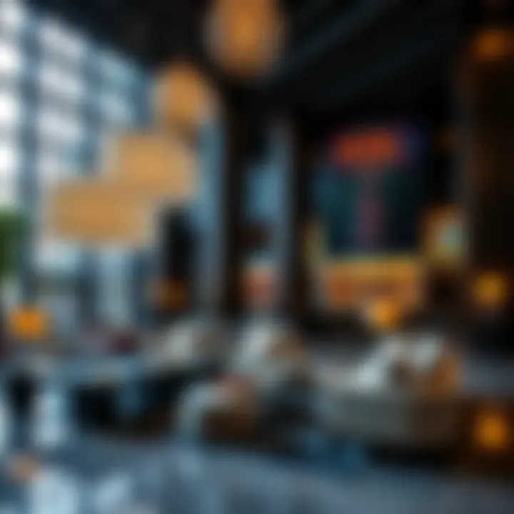 Modern hotel lobby showcasing comfortable seating and elegant decor