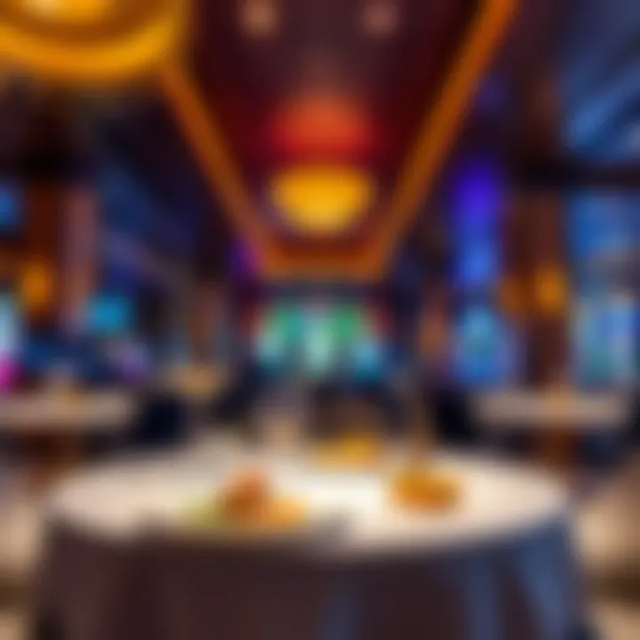 Elegant dining area inside the Canadian National Exhibition casino showcasing gourmet dishes and ambient lighting