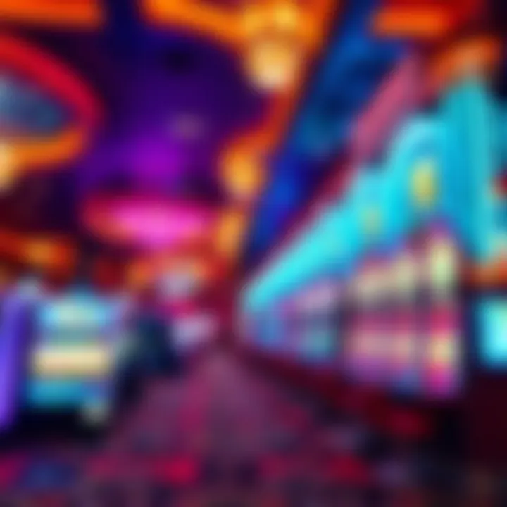 Vibrant casino gaming floor with slot machines and ambient lighting