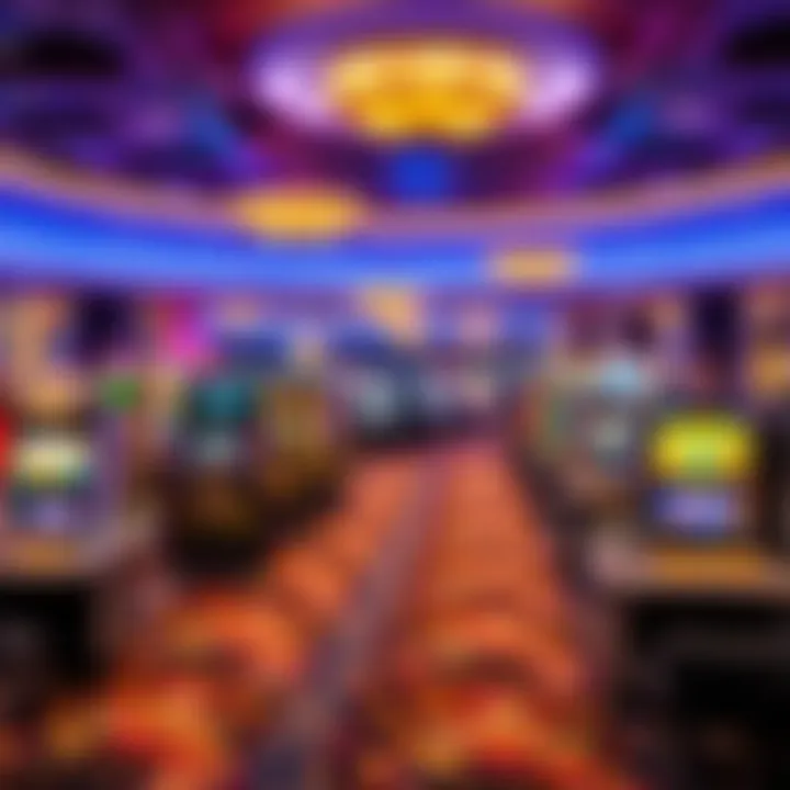 Luxurious gaming floor featuring slot machines and table games with elegant décor