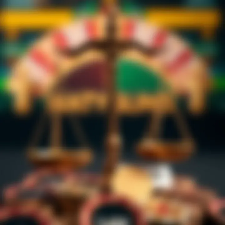 Conceptual graphic depicting legal scales over casino tokens symbolizing trustworthy and fair national casino offers