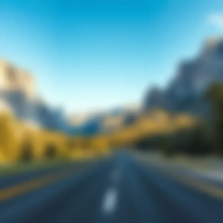 Scenic highway connecting Chukchansi Casino and Yosemite National Park with mountainous landscape