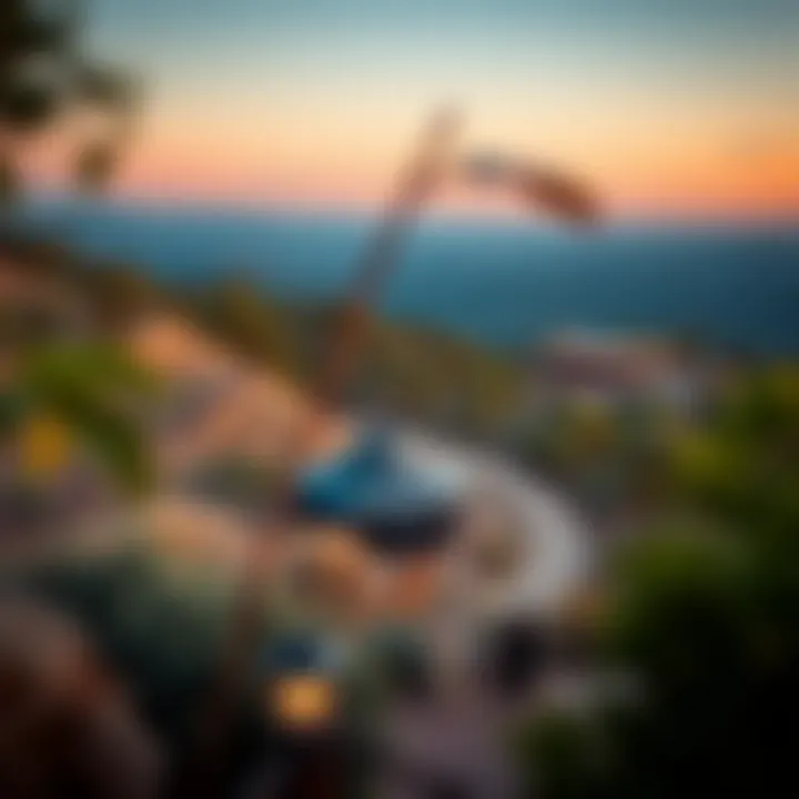 Scenic view of a national park with wildlife and natural trails contrasting with nearby entertainment facilities