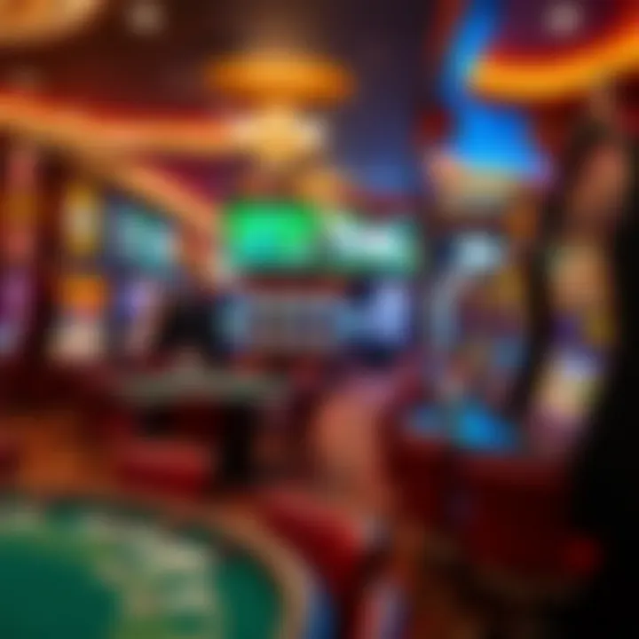 Inside a Casino Close to Yellowstone National Park Interior of a lively casino with gaming tables and slot machines