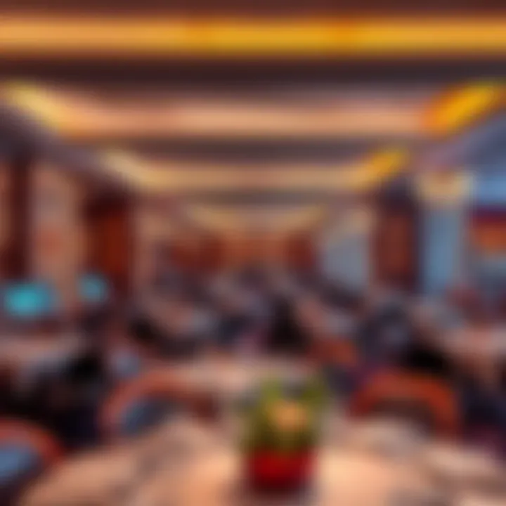 Elegant interior of a fine dining restaurant at MGM National Harbor with ambient lighting and stylish table settings