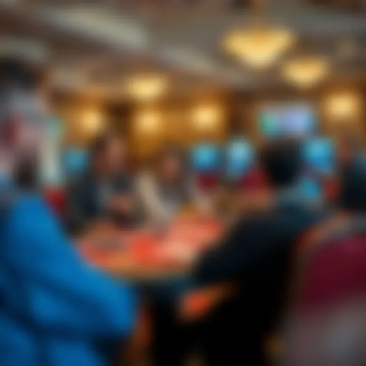 Professional work environment with a team discussing strategies and career development