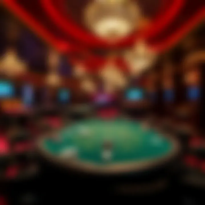 Casino-themed movie scene featuring a luxurious golf club setting with poker tables and cinematic lighting