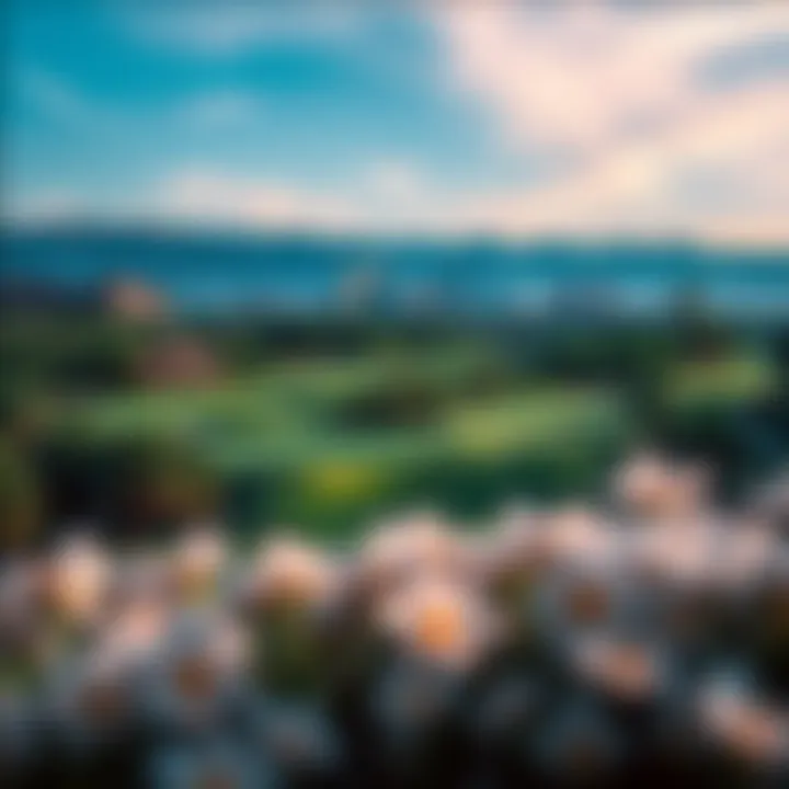 Scenic view of the Las Vegas National Golf Club showcasing green fairways with the city skyline in the background