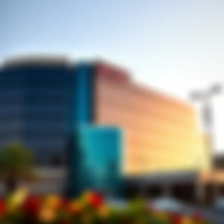 Exterior view of MGM Hotel and Casino at National Harbor with modern architectural design under clear sky
