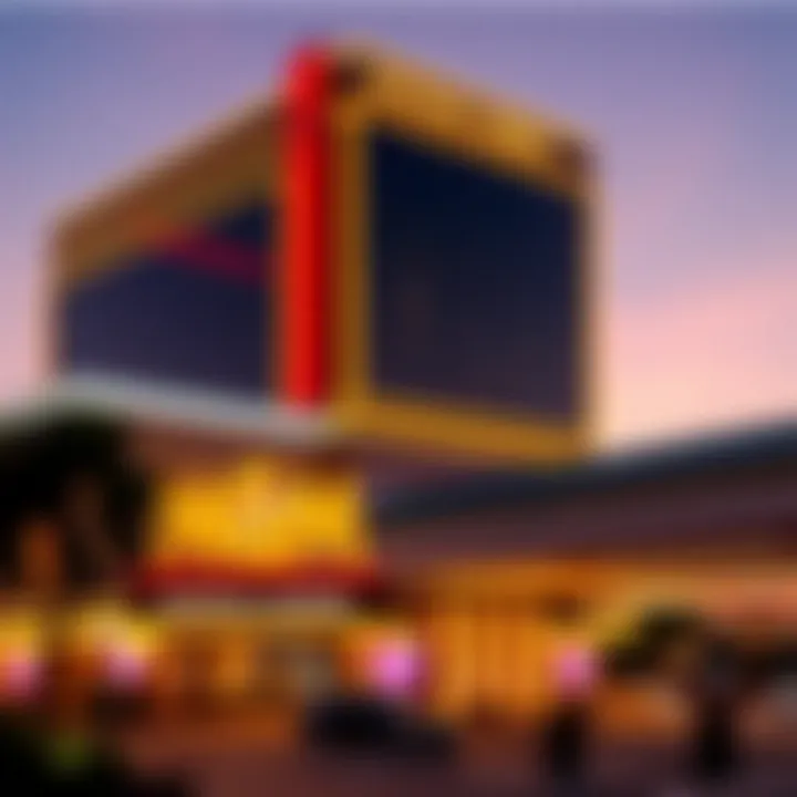 Luxurious exterior view of MGM National Harbor hotel with bright evening lights