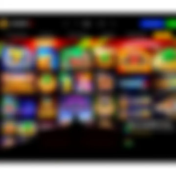 A vibrant online casino interface showcasing a variety of slot games and live dealer options