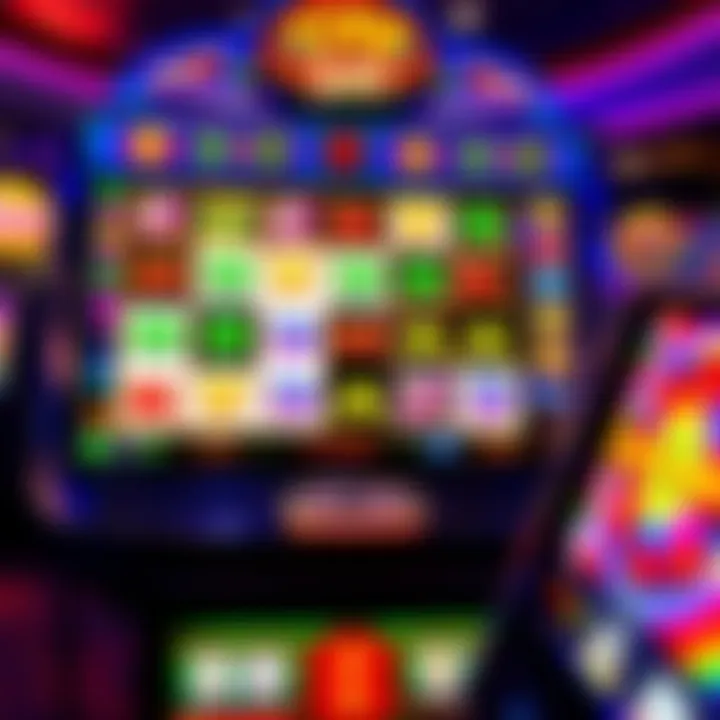 Colorful online slot machine interface showcasing vibrant reels and bonus features