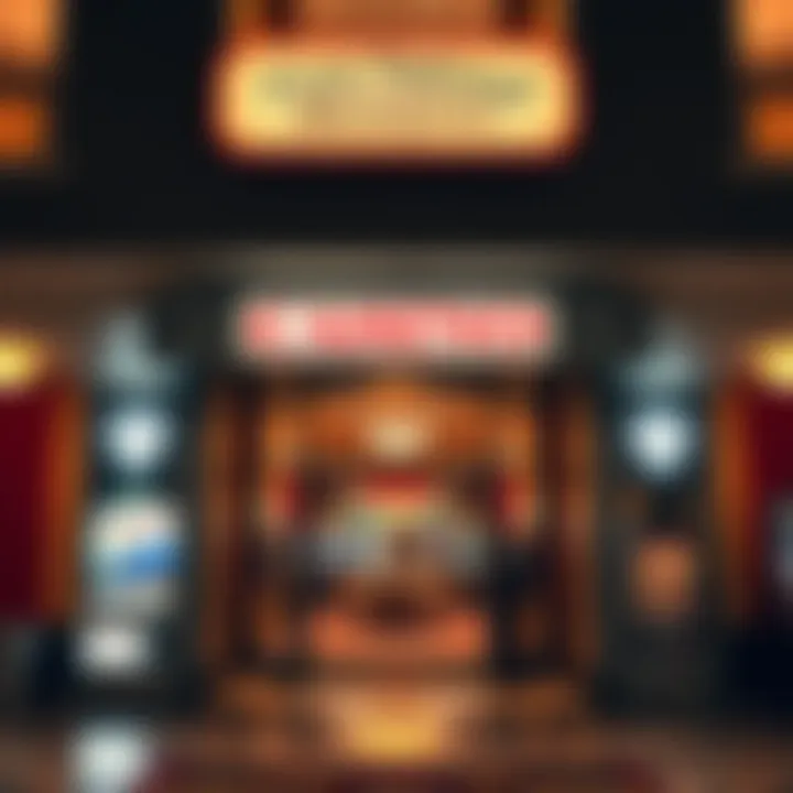 Entrance of First National Real Estate Casino with bright signage and welcoming ambiance