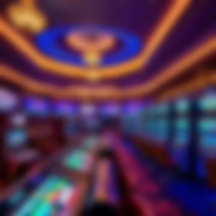 Vibrant Gaming Area at Gaylord National Harbor Casino Upscale casino floor with vibrant gaming tables and slot machines under elegant lighting