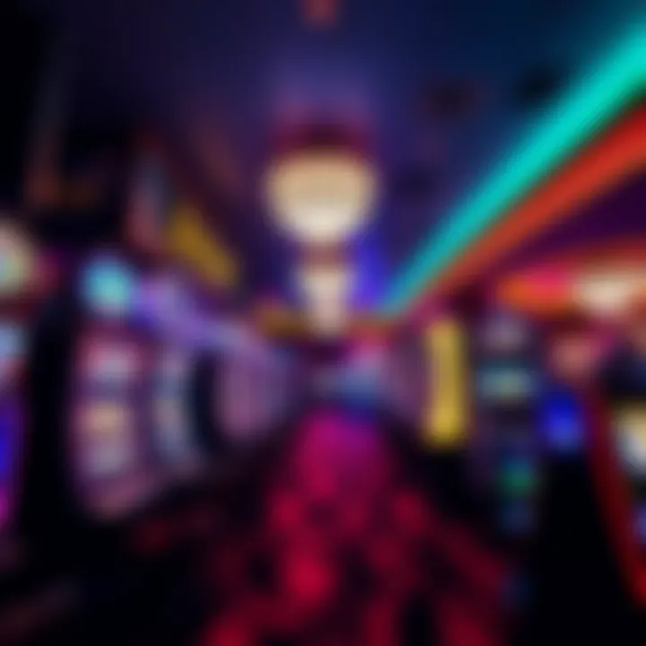 Slot machines and gaming tables inside Hollywood Casino with colorful lighting and lively ambiance