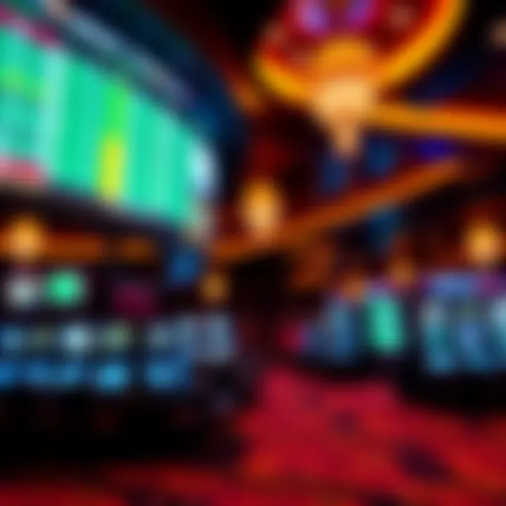 Interior view of Hollywood Casino Penn National showcasing the sports betting area with digital screens displaying betting odds and sports events