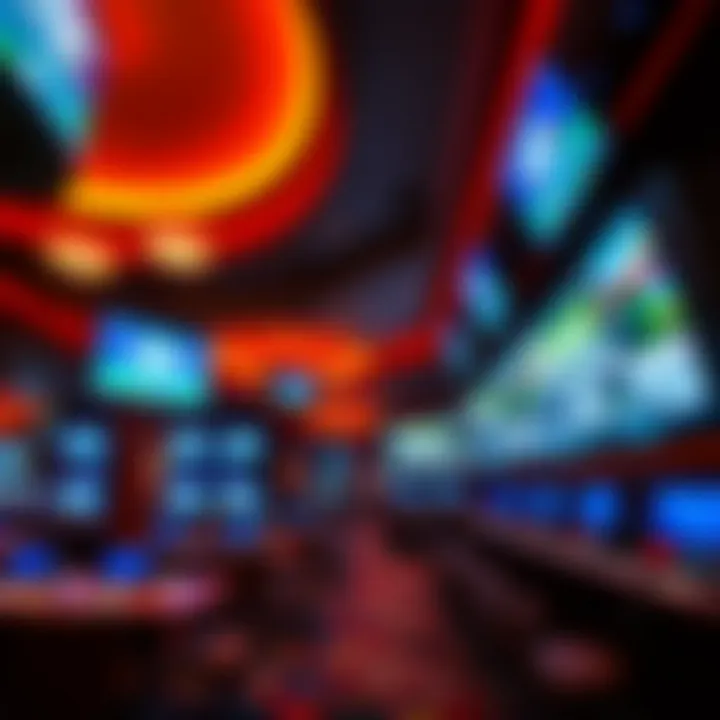 Interior view of Hollywood Casino Penn National sportsbook with multiple digital betting screens and comfortable seating