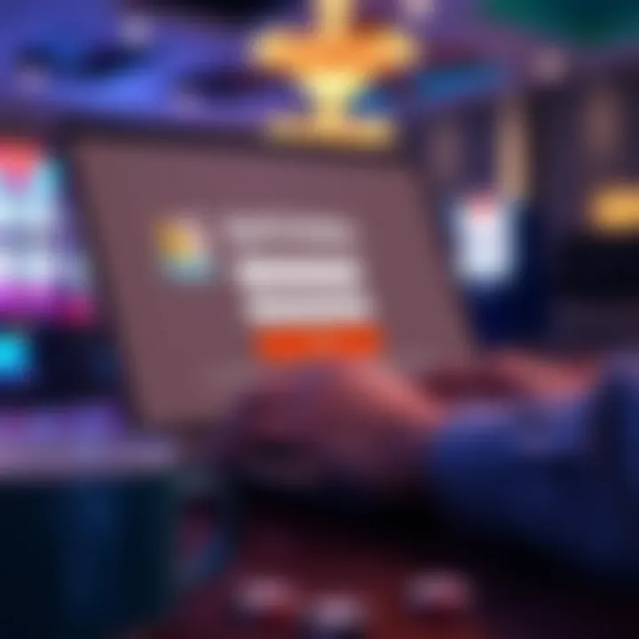 User entering credentials to access National Casino account on a laptop