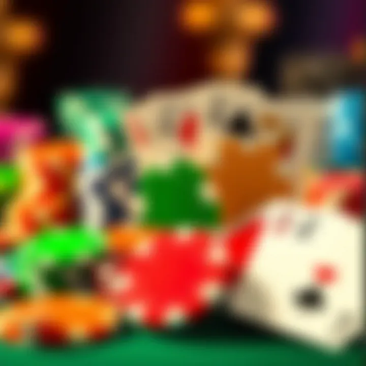 Colorful casino chips and playing cards representing online gaming bonuses
