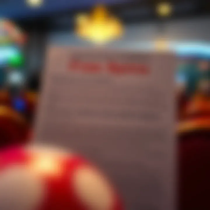 Illustration displaying key terms and conditions related to casino free spin promotions