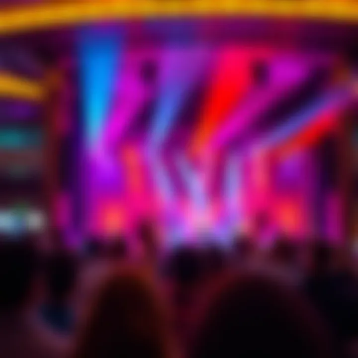 Live entertainment event with colorful stage lights and audience enjoying a musical performance inside the casino resort