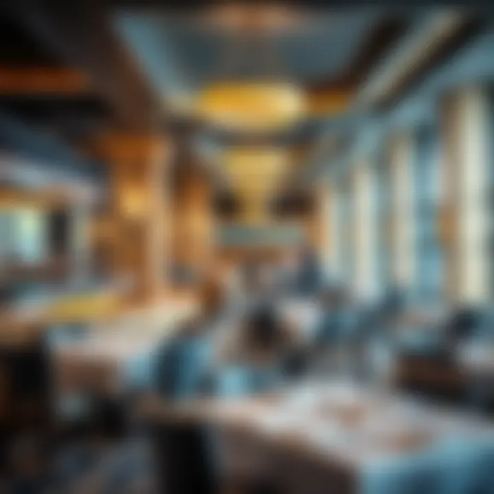 Elegant dining area showcasing diverse culinary offerings and modern decor