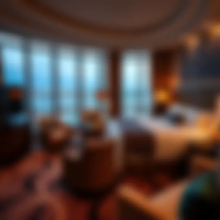Luxurious hotel suite at MGM Casino National Harbor featuring elegant furniture and panoramic window views