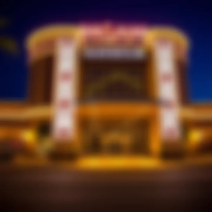 Exterior view of MGM National Harbour Casino entrance during evening hours with illuminated signage