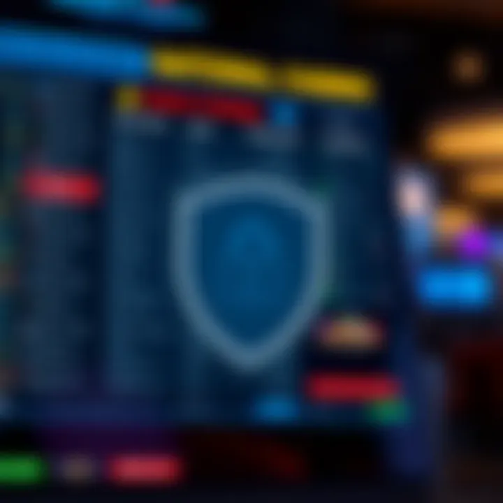 Security shield symbol over a digital casino account interface representing protection and responsible gambling measures