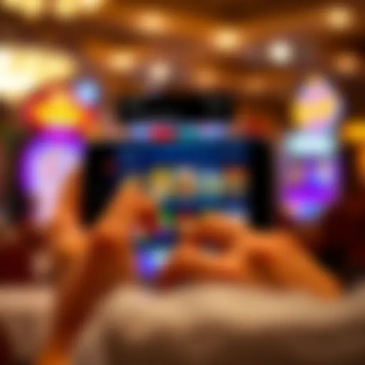 User interacting with National Casino app interface on a smartphone showing game selection screen