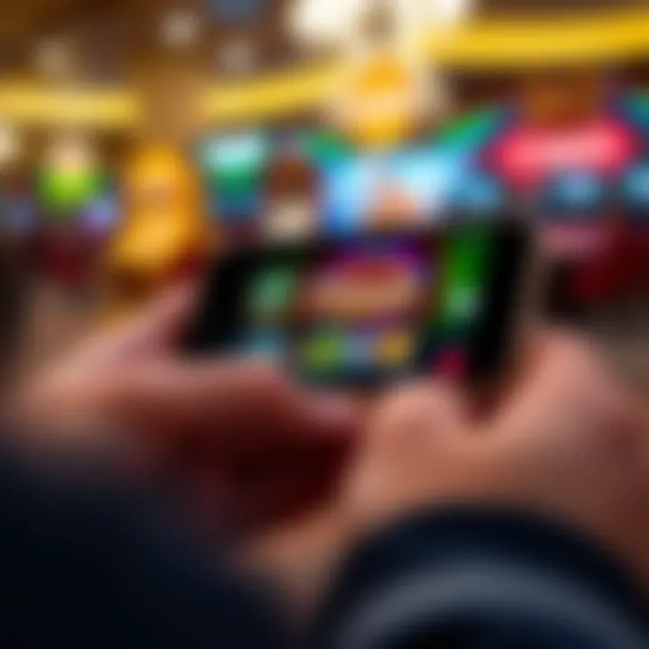 Smartphone displaying the National Casino app interface with vibrant casino games