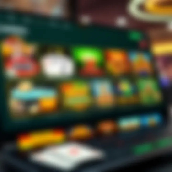 Australian online casino interface showing various digital card and slot games available for players