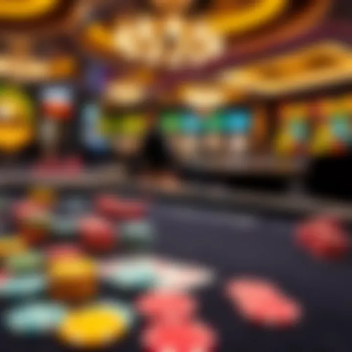 An overview of casino games with colorful chips and cards on a table illustrating game variety