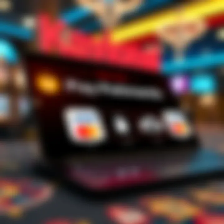 Digital payment options on a secure platform with icons of credit cards and e-wallets