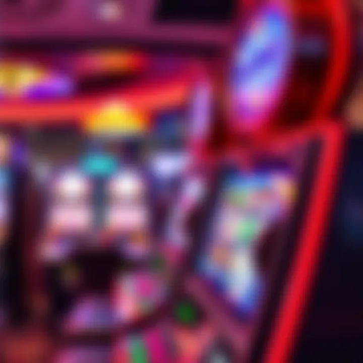 Colorful casino pokies machine with vibrant symbols and flashing lights