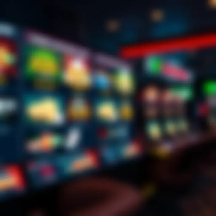 Digital display showing various casino bonuses and promotional offers