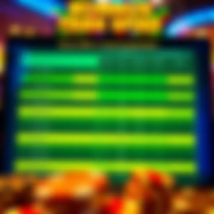 Comparison chart showing bonus offers among different online casinos