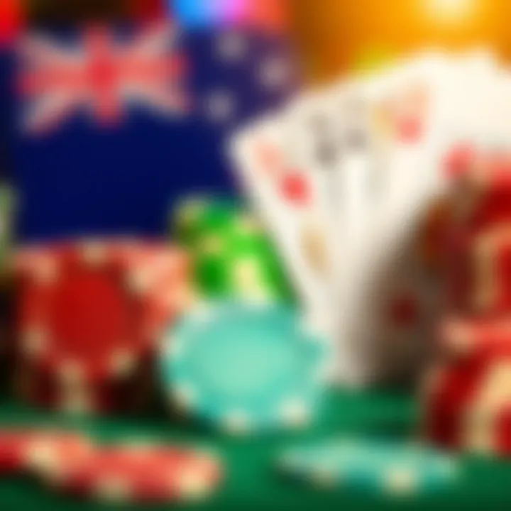 Colorful casino chips and a deck of cards representing bonus offers at national casinos