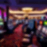 Illustration showing a casino floor with various gaming tables and slot machines under regulatory supervision