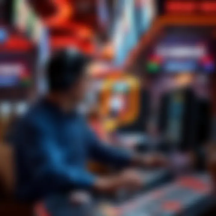 Engaging with Casino Customer Support for Issue Resolution Illustration of a casino customer service desk with a player discussing issues