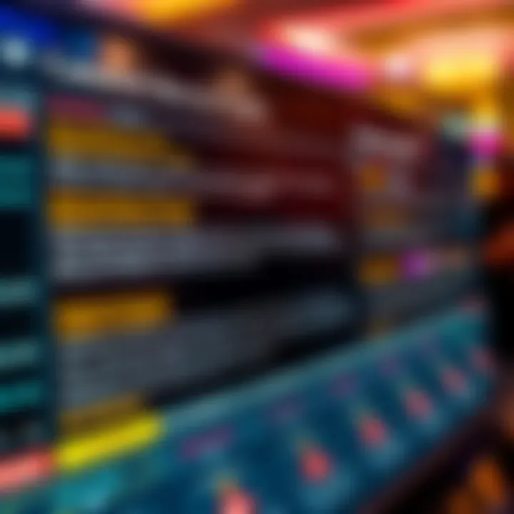 Digital interface displaying various national casino deposit bonus code options with highlighted terms and conditions