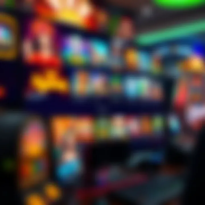 Colorful display of diverse online casino games on a computer screen